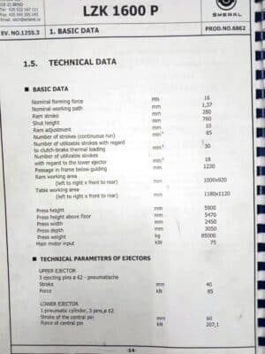 열간 단조 프레스 Smeral LZK 1600 P - 1600 톤 (사진 7)